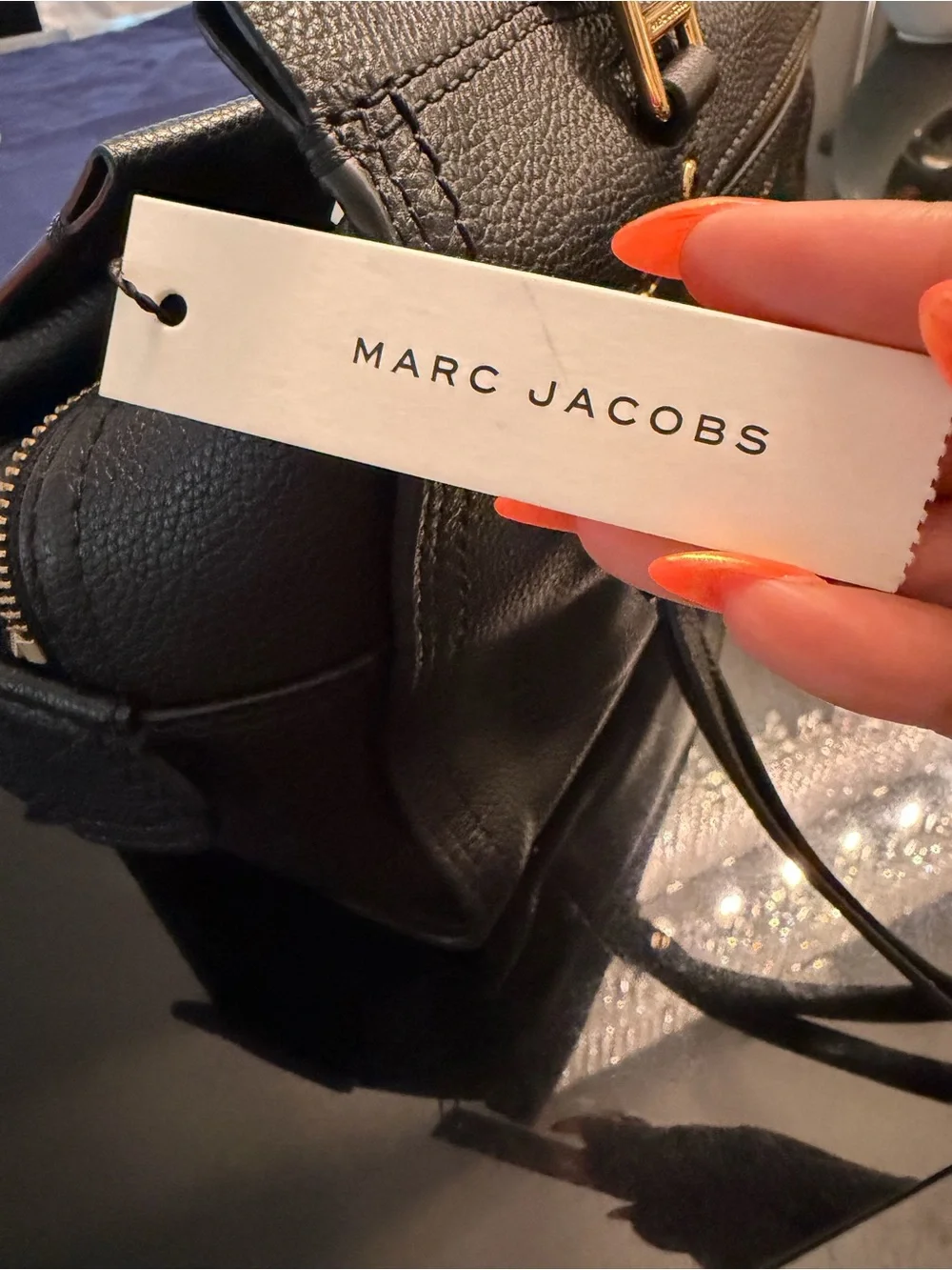 Marc Jacobs Black Pebbled Leather Satchel with Gold Hardware